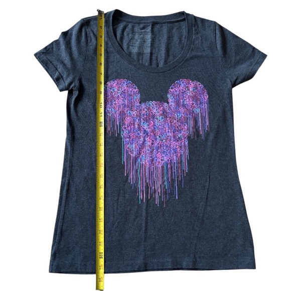 Disney Women’s Charcoal Gray T-Shirt with Dripping Purple Mickey Size Medium - Picture 7 of 7